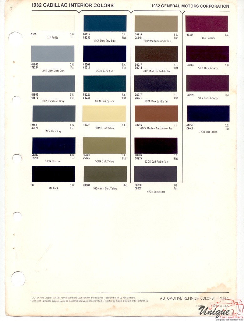 1982 Cadillac Paint Charts DuPont 3